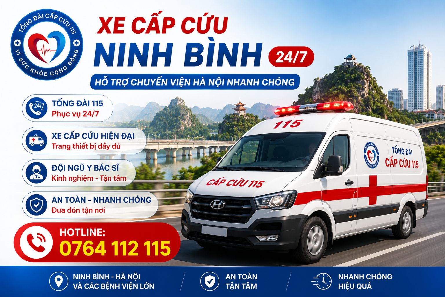 Xe Cấp Cứu Ninh Bình 24/7 - Hỗ Trợ Chuyển Viện Hà Nội Nhanh Chóng