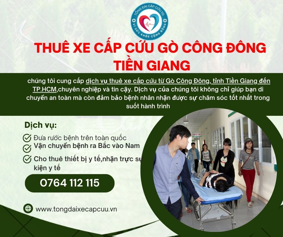 dịch vụ thuê xe cấp cứu từ Gò Công Đông, tỉnh Tiền Giang đến TP.HCM