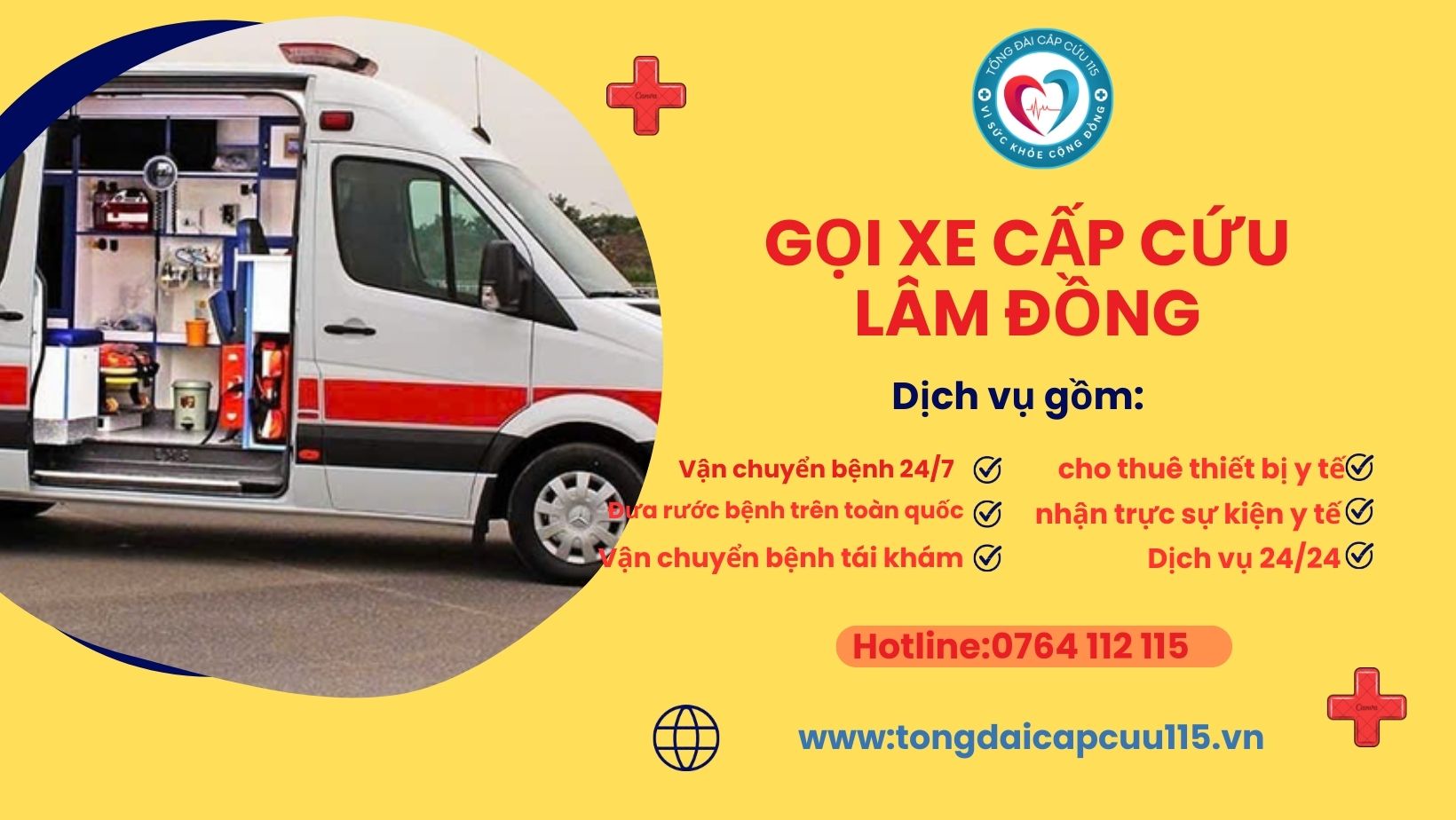 Gọi xe cấp cứu Lâm Đồng 0764112115