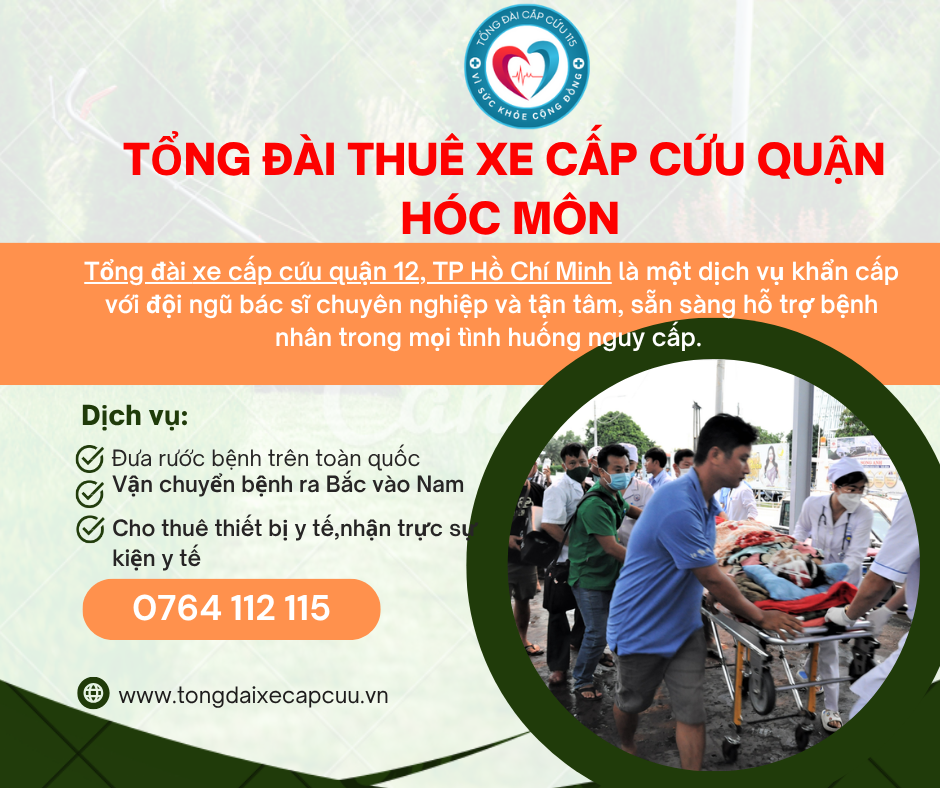 Tổng đài thuê xe cấp cứu Huyện Hóc Môn,TP Hồ Chí Minh