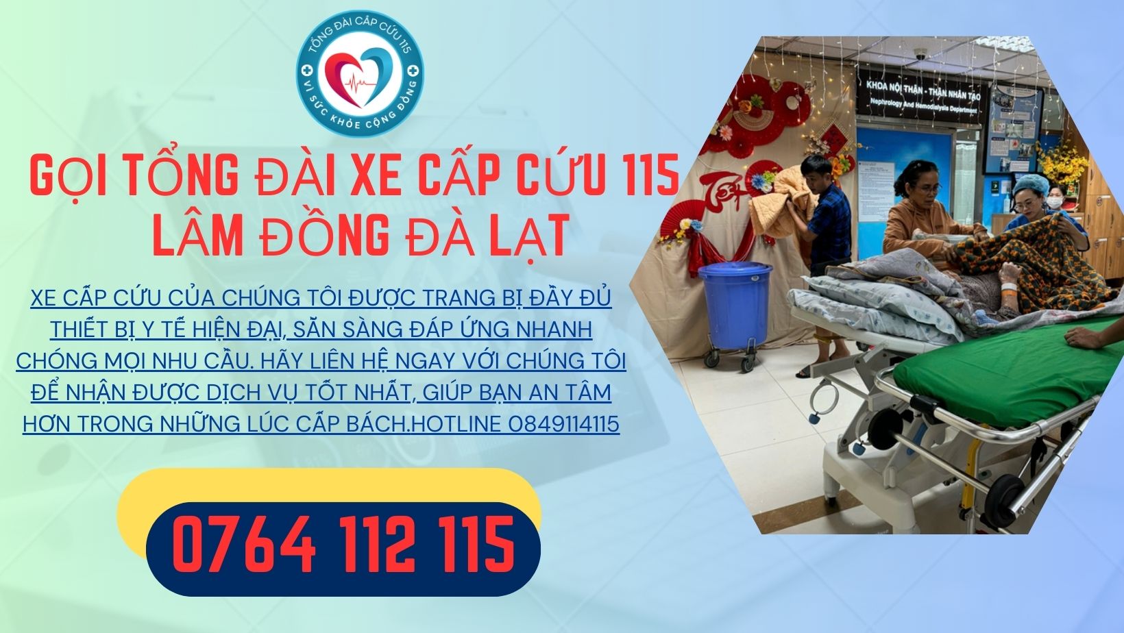 tổng đài xe cấp cứu TP Đà Lạt, Lâm Đồng,