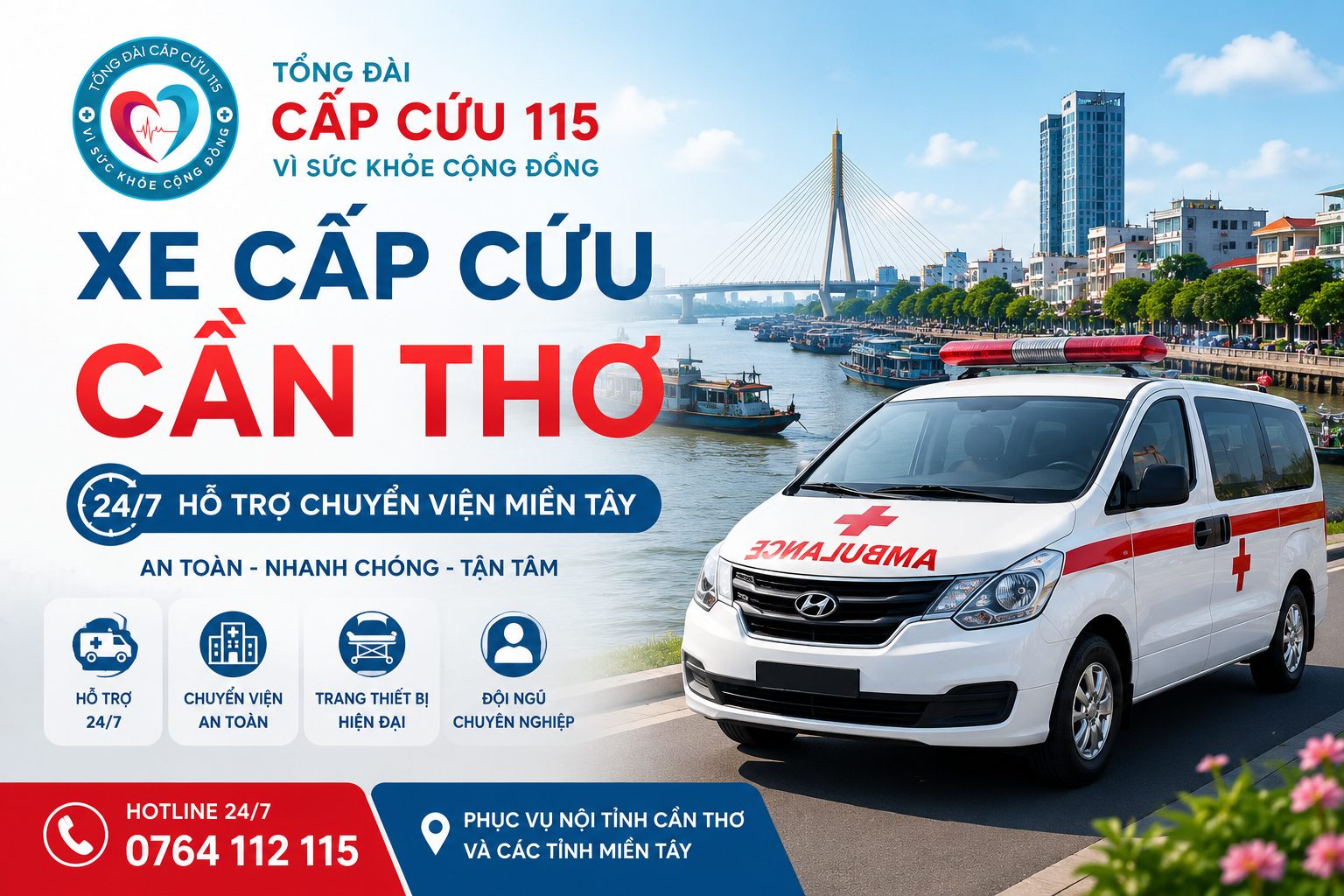 Xe Cấp Cứu Cần Thơ 24/7 - Hỗ Trợ Chuyển Viện Miền Tây
