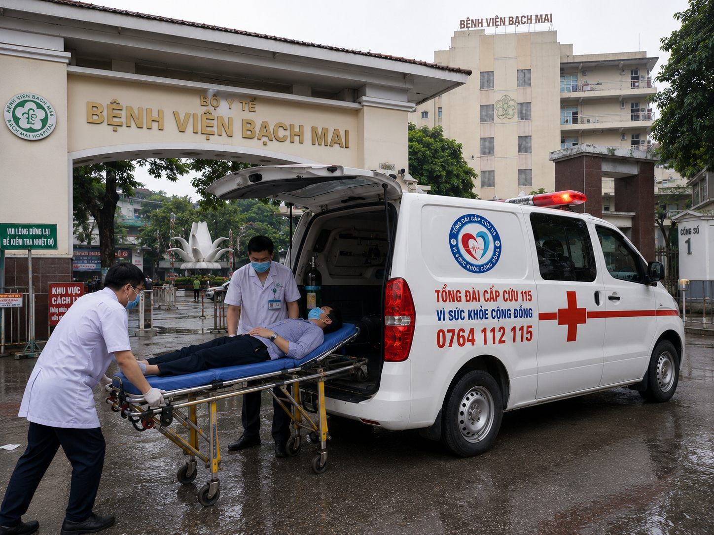 Tổng đài cấp cứu 115 - chuyển viện Hà Tĩnh đi BV Bạch Mai
