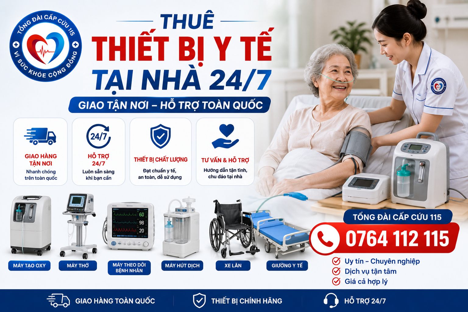 Thuê thiết bị y tế tại nhà - Tổng Đài Cấp Cứu 115