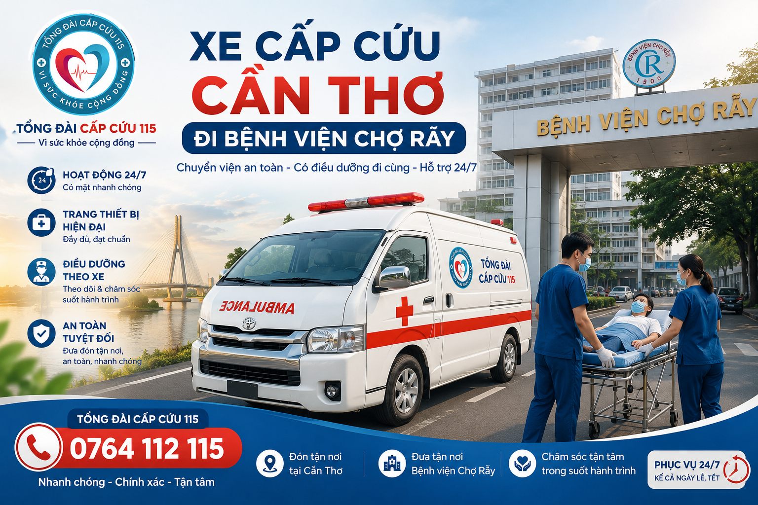 Xe Cấp Cứu Cần Thơ Đi Bệnh Viện Chợ Rẫy