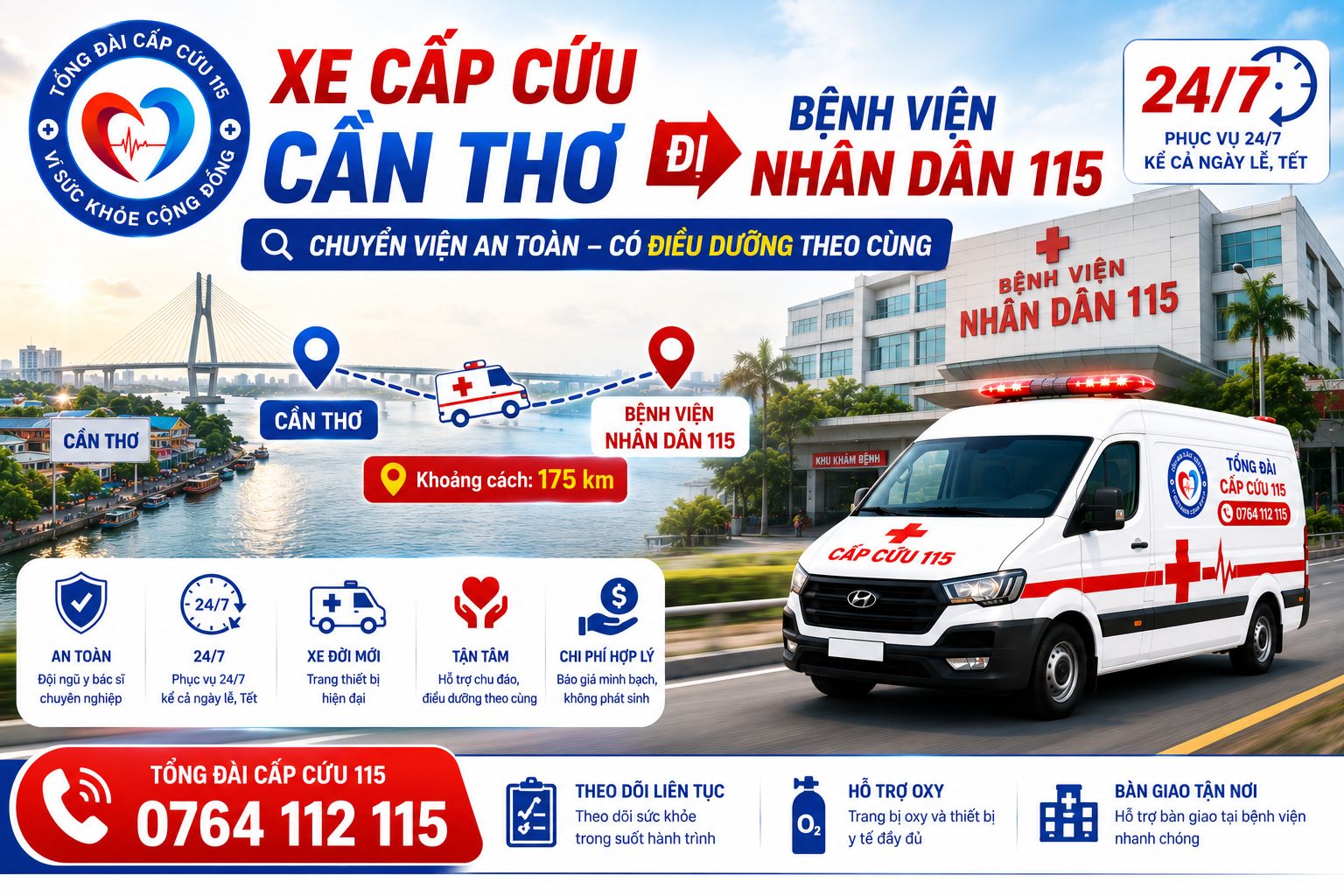 Xe Cấp Cứu Cần Thơ Đi Bệnh Viện Nhân Dân 115