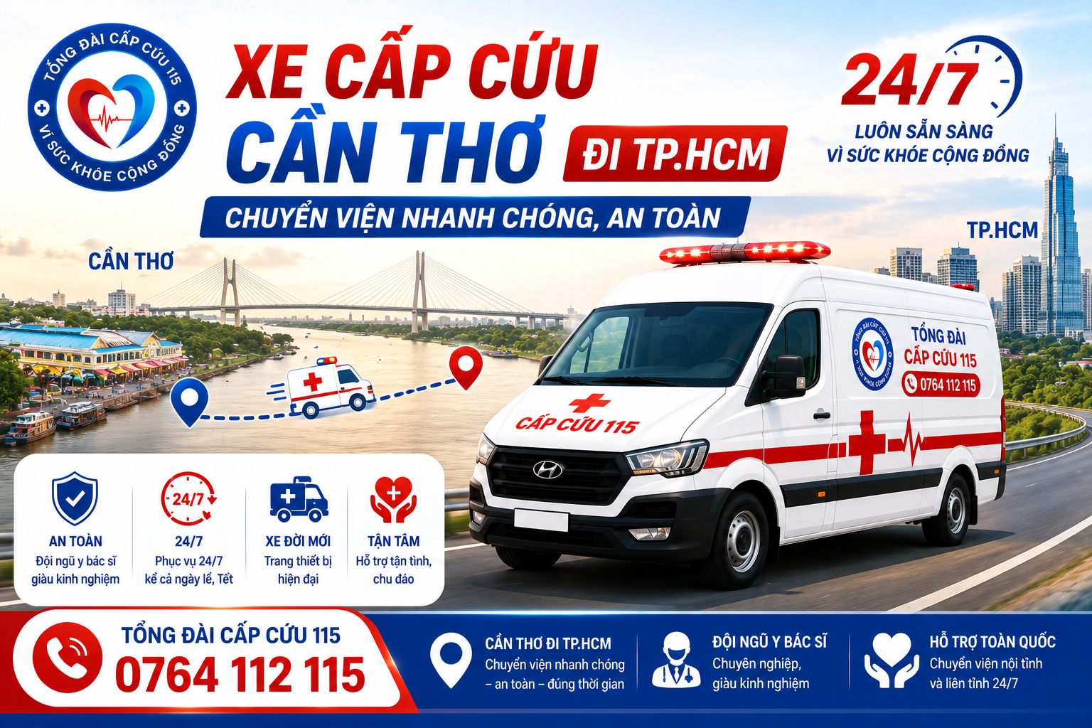 Xe Cấp Cứu Cần Thơ Đi TP.HCM 24/7 - Chuyển Viện Nhanh Chóng, An Toàn