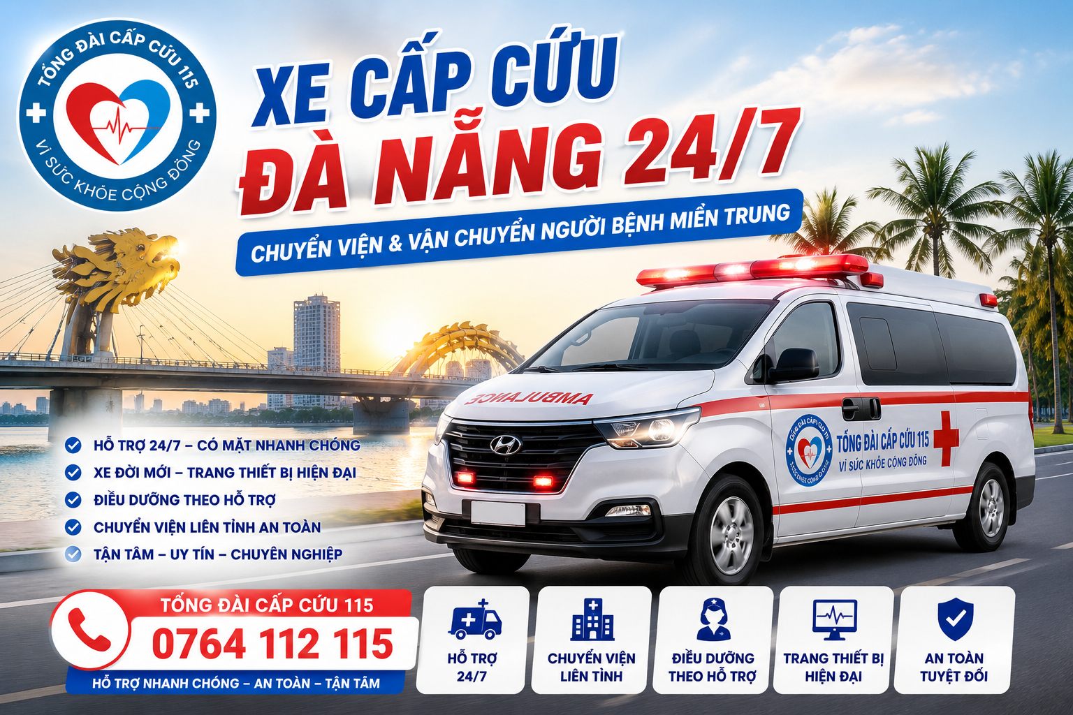 Xe Cấp Cứu Đà Nẵng 24/7 – Chuyển Viện Và Vận Chuyển Người Bệnh Miền Trung