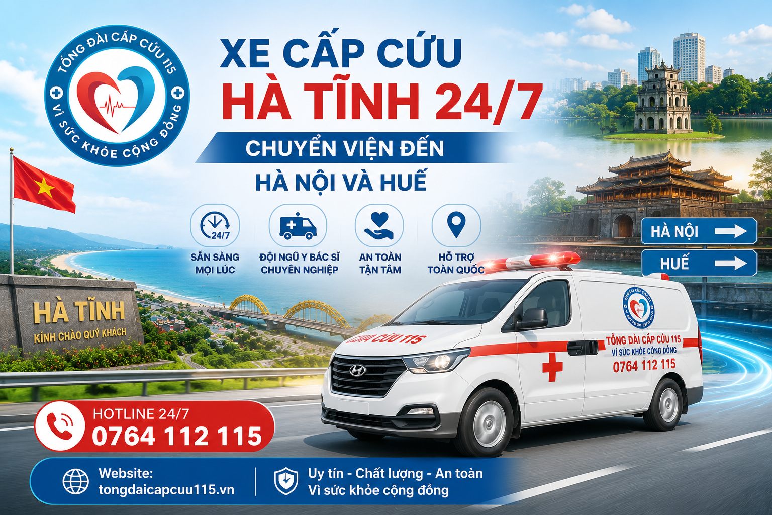 Xe cấp cứu Hà Tĩnh 24/7