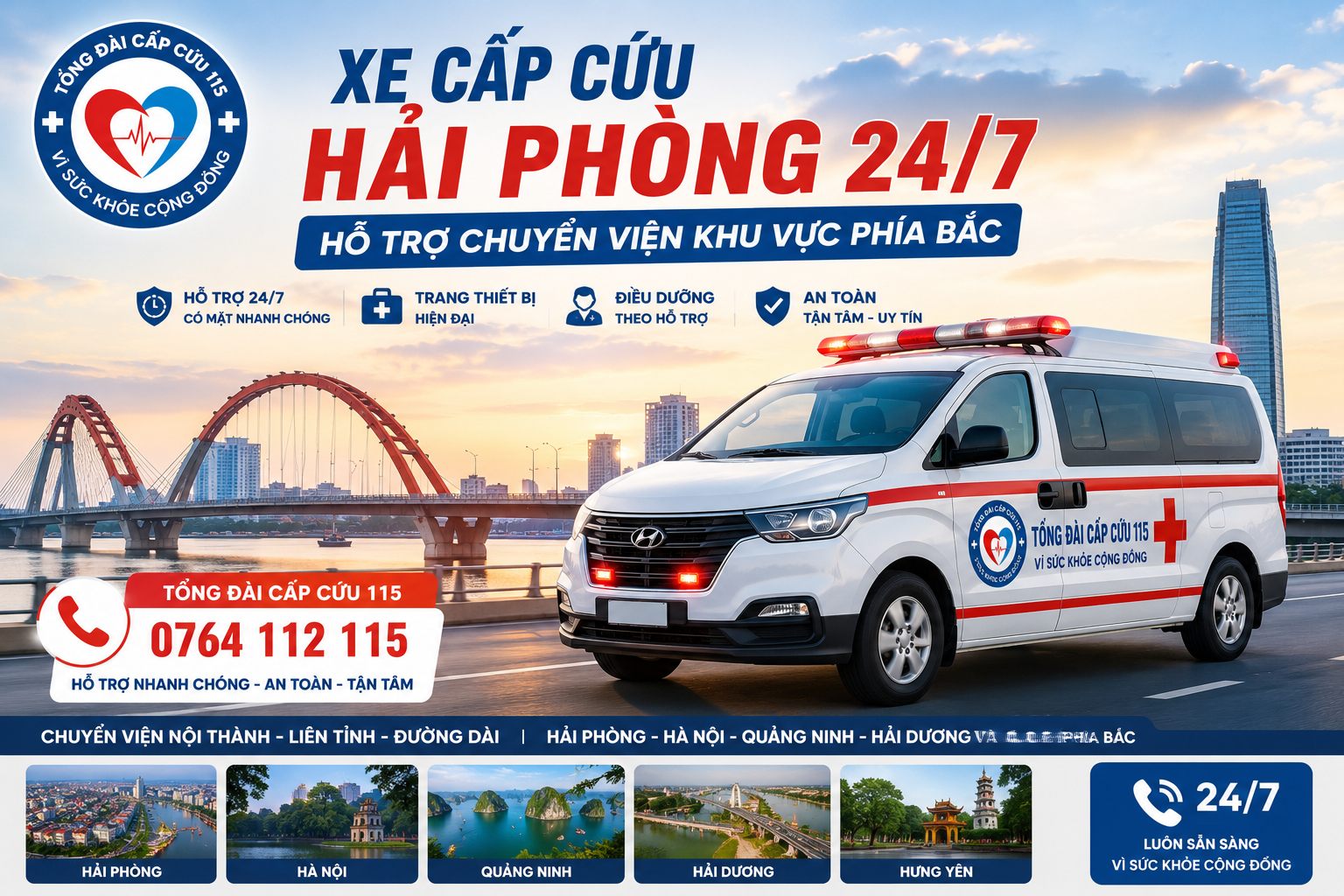 Xe cấp cứu Hải Phòng 24/7 - Hỗ trợ chuyển viện khu vực phía Bắc