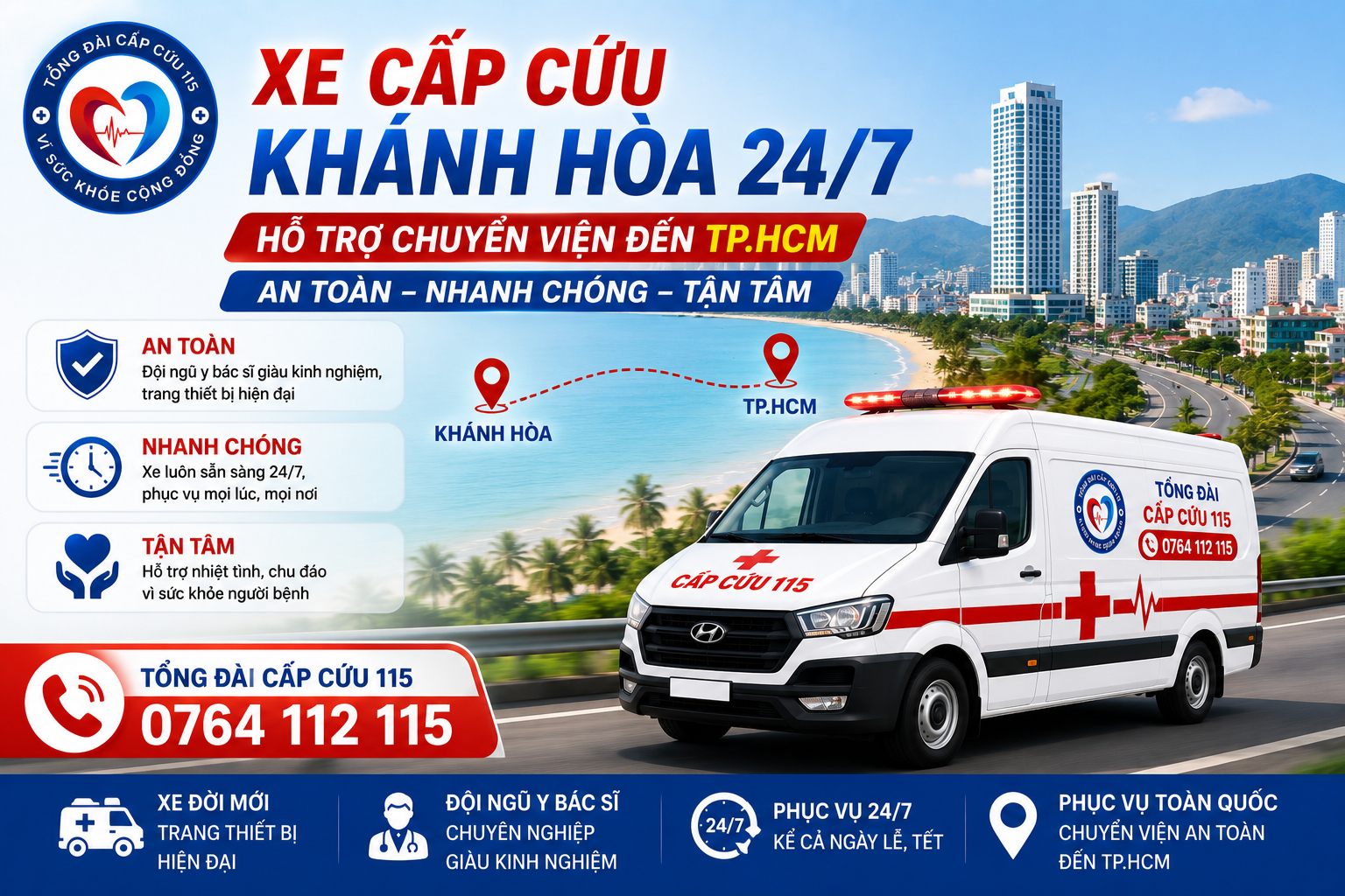 Xe cấp cứu Khánh Hòa 24/7 - Tổng Đài Cấp Cứu 115