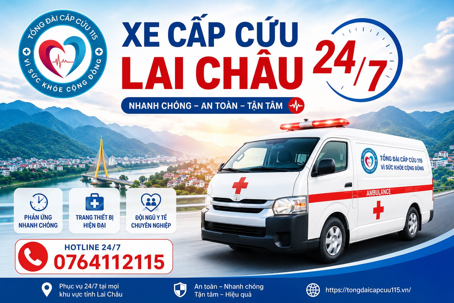 Xe cấp cứu Lai Châu 24/7