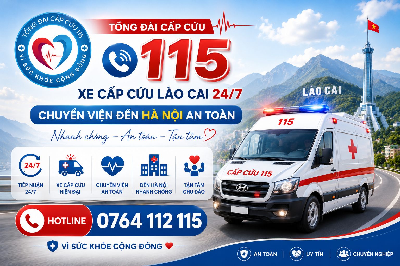 Xe Cấp Cứu Lào Cai 24/7 | Chuyển Viện Đến Hà Nội An Toàn - Tổng Đài Cấp Cứu 115