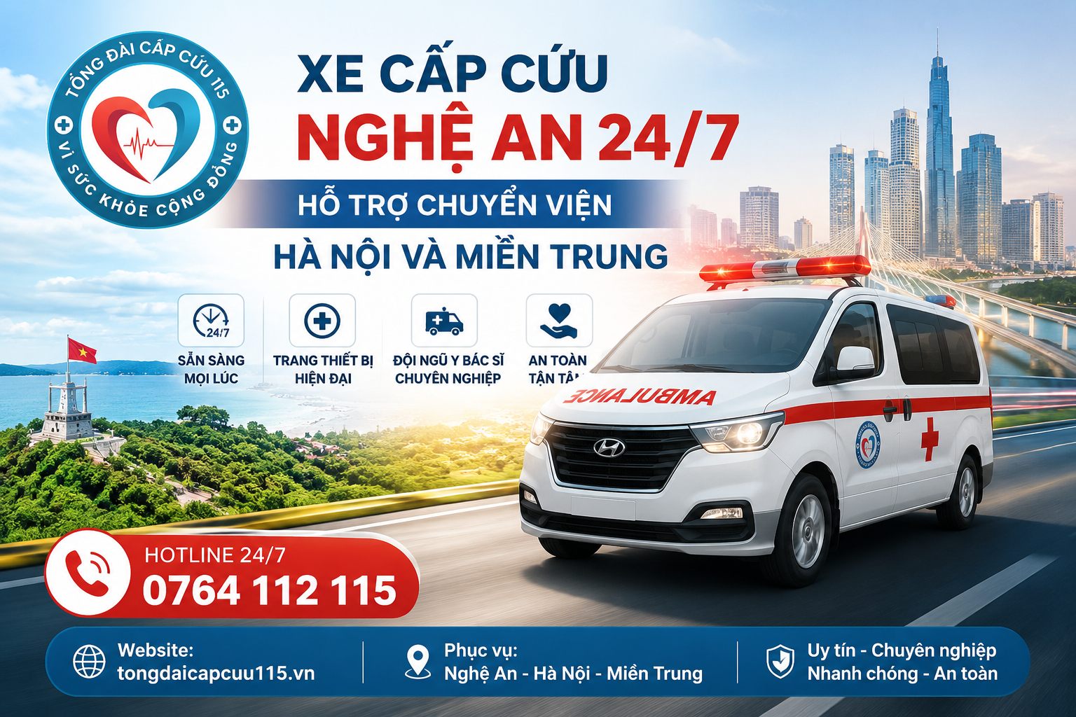 Xe Cấp Cứu Nghệ An 24/7 - Hỗ Trợ Chuyển Viện Hà Nội Và Miền Trung