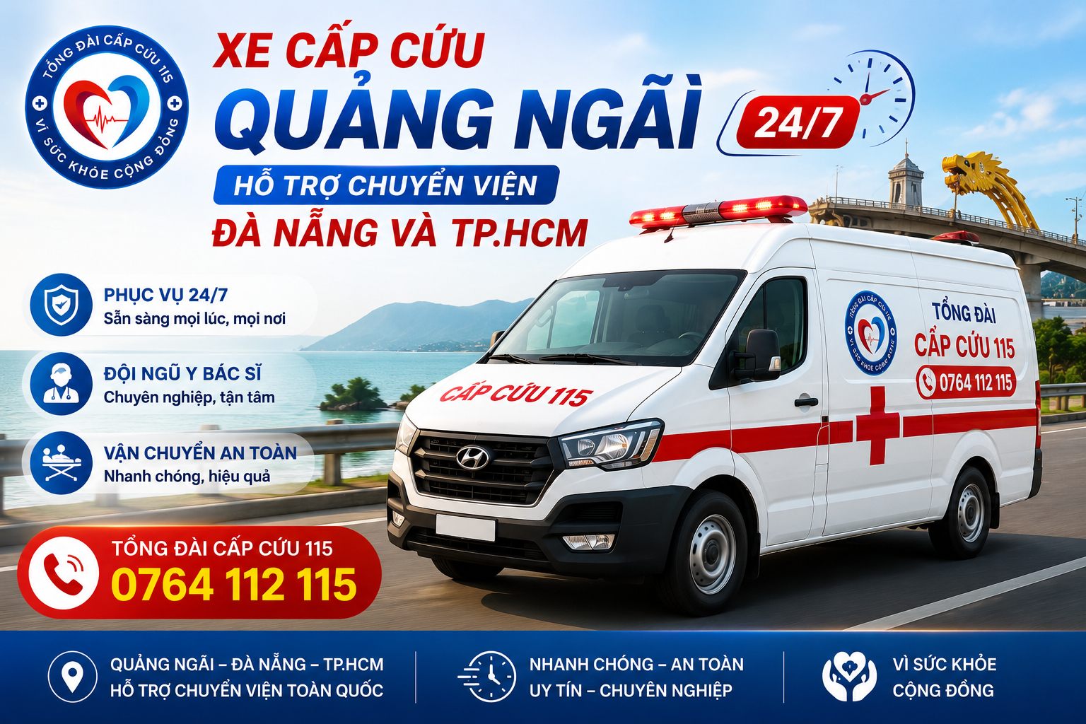 Xe cấp cứu Quảng Ngãi - Tổng Đài Cấp Cứu 115