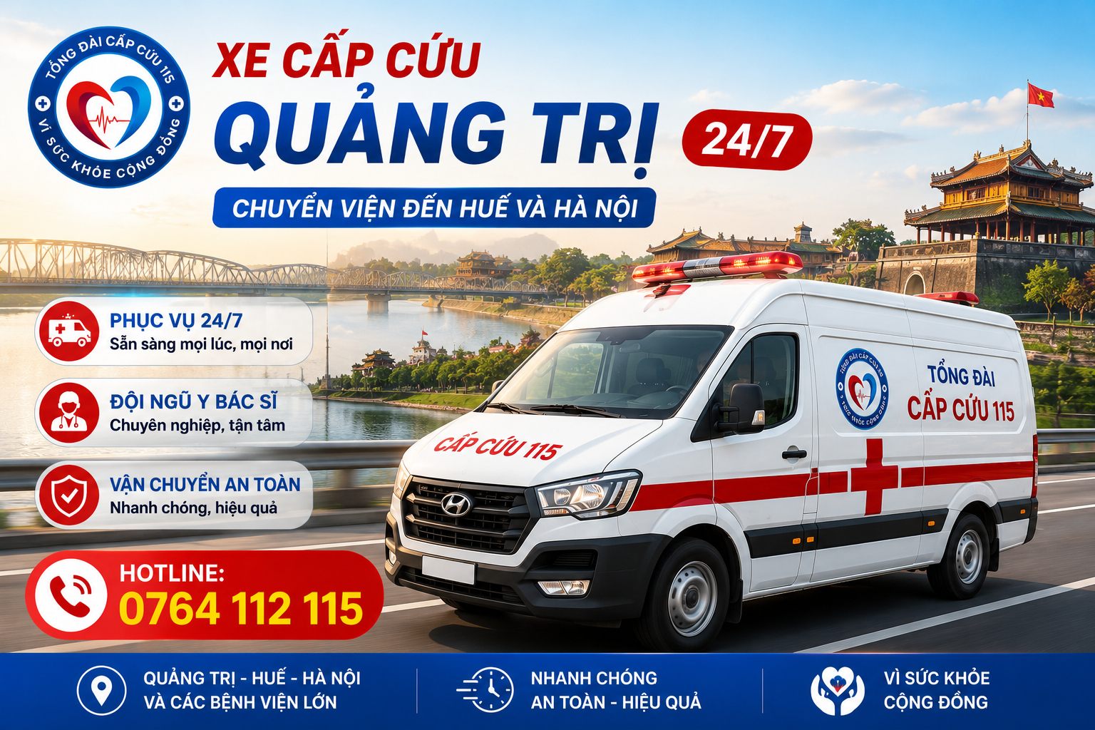 Xe cấp cứu Quảng Trị - Tổng Đài Cấp Cứu 115