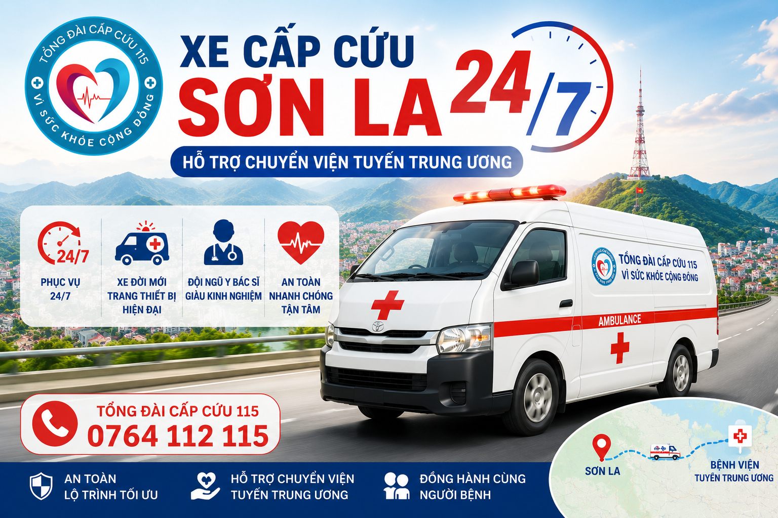 Xe cấp cứu Sơn La 24/7