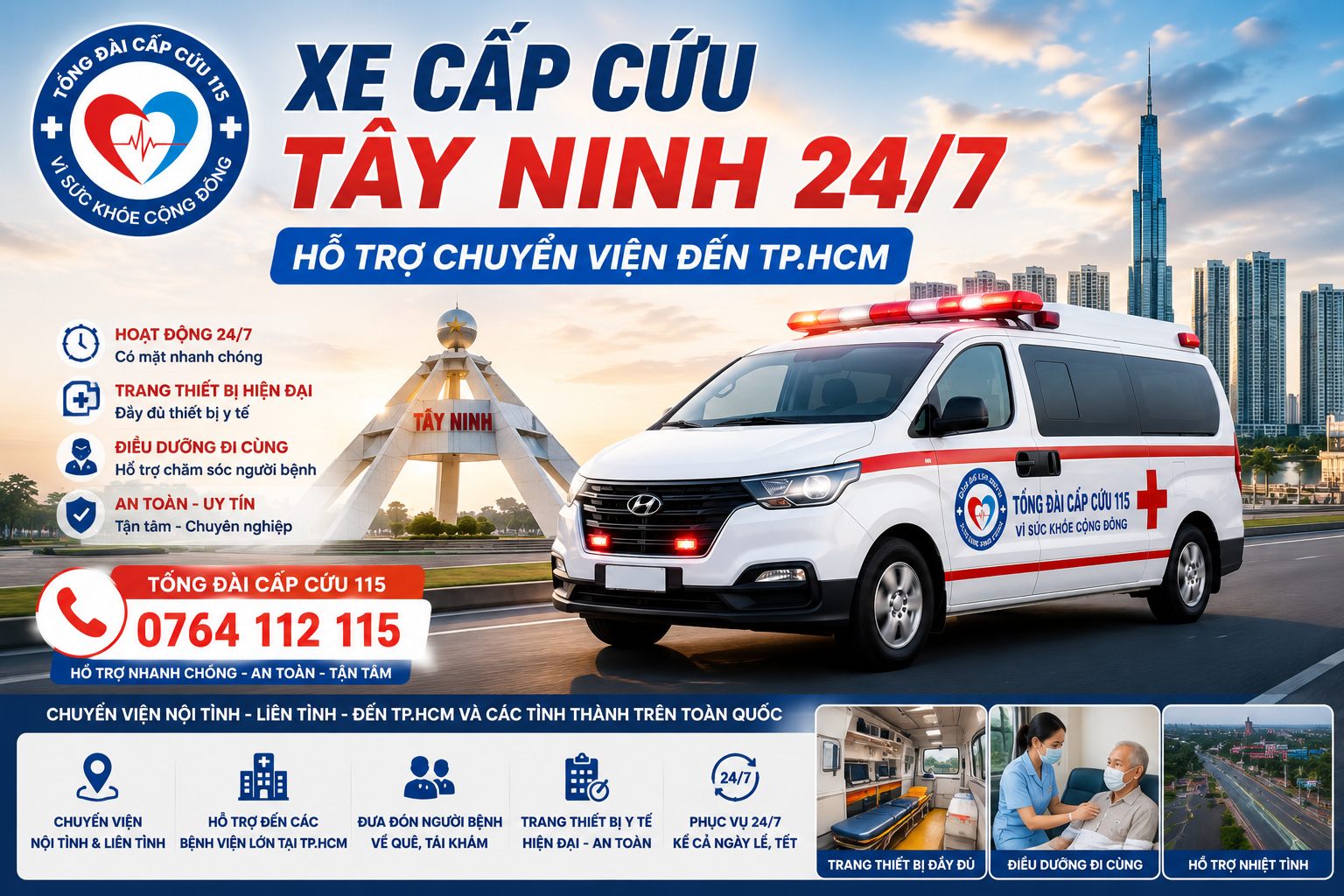 Xe Cấp Cứu Tây Ninh 24/7 - Hỗ Trợ Chuyển Viện Đến TP.HCM Nhanh Chóng