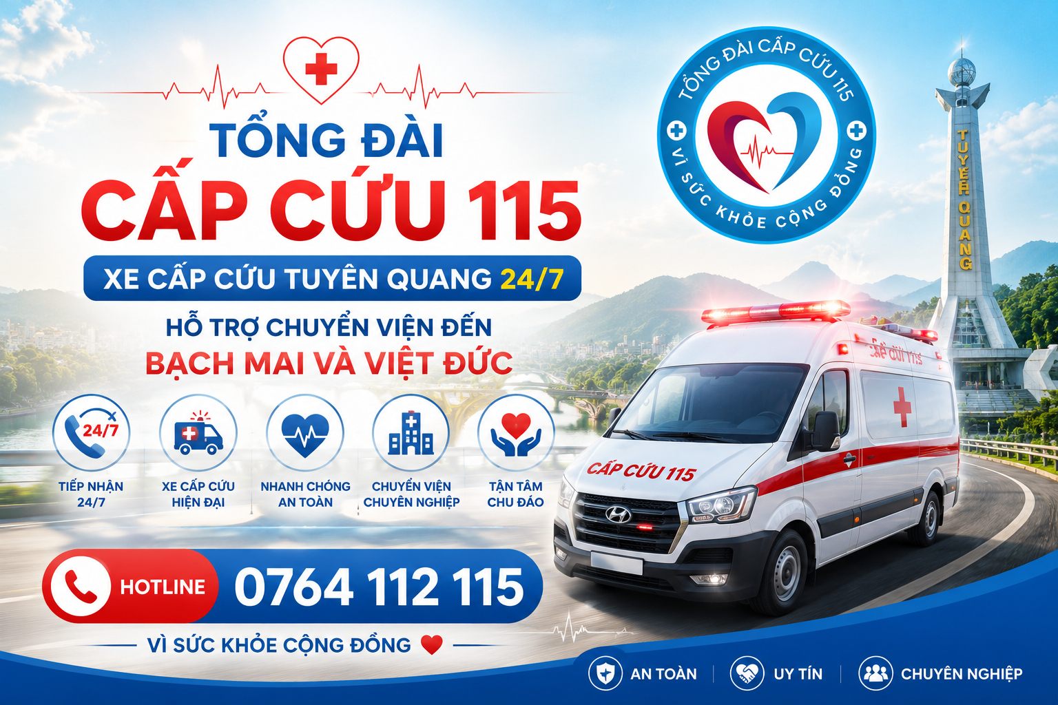 Xe Cấp Cứu Tuyên Quang 24/7 - Hỗ Trợ Chuyển Viện Đến Bạch Mai Và Việt Đức