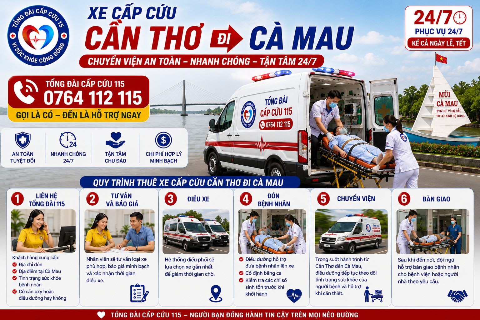 Quy Trình Thuê Xe Cấp Cứu Cần Thơ Đi Cà Mau
