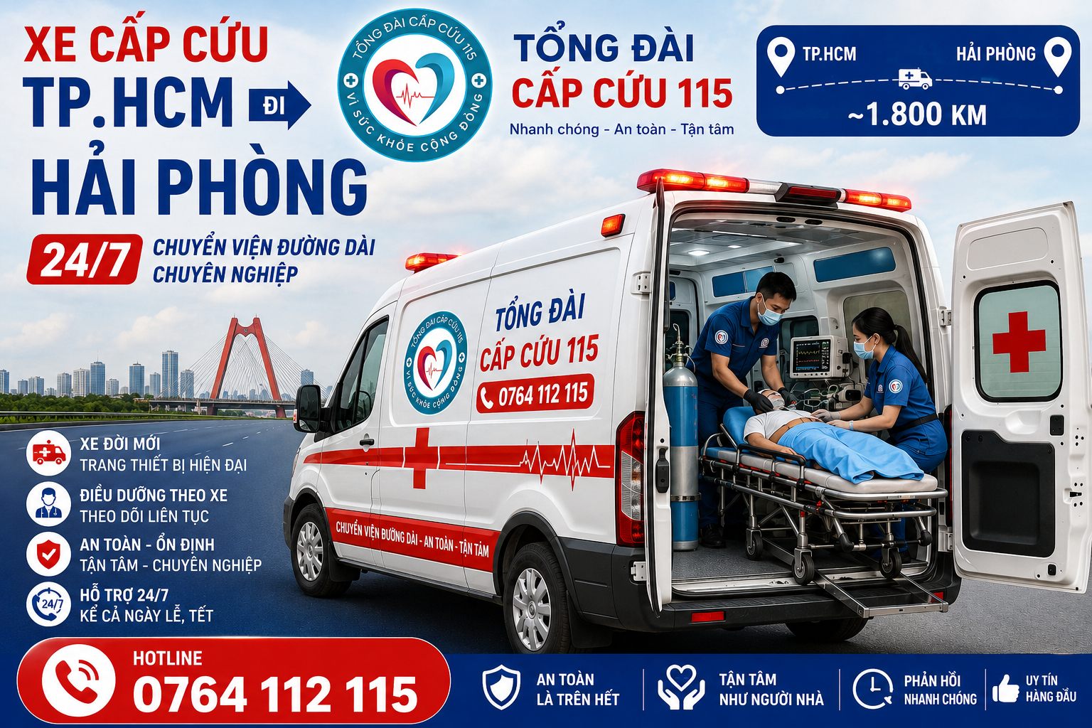 Xe Cấp Cứu TP.HCM Đi Hải Phòng 24/7 | Chuyển Viện An Toàn