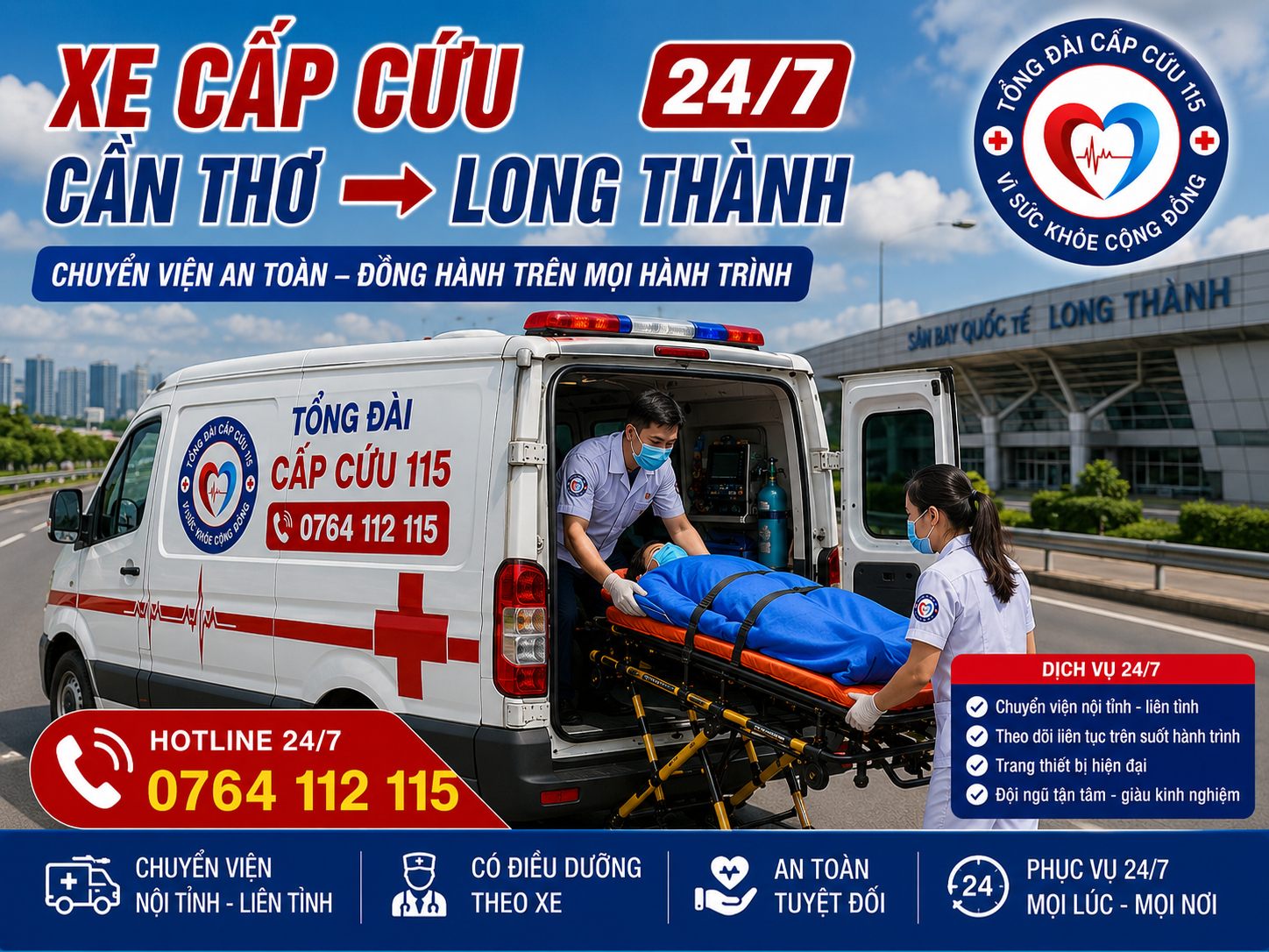 Xe Cấp Cứu Cần Thơ Đi Long Thành 24/7 | Chuyển Viện Đường Dài An Toàn