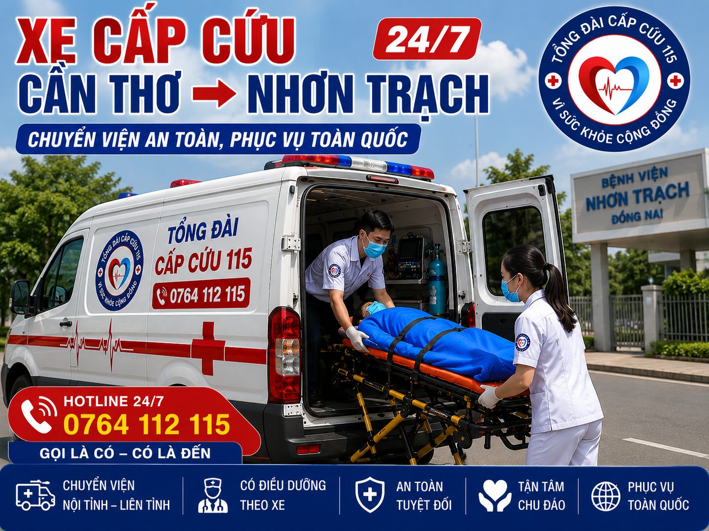 Xe Cấp Cứu Cần Thơ Đi Nhơn Trạch 24/7 | Chuyển Viện Đường Dài An Toàn