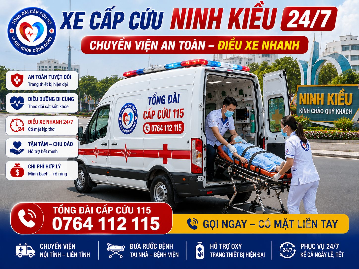 Xe Cấp Cứu Ninh Kiều 24/7 – Chuyển Viện An Toàn, Điều Xe Nhanh