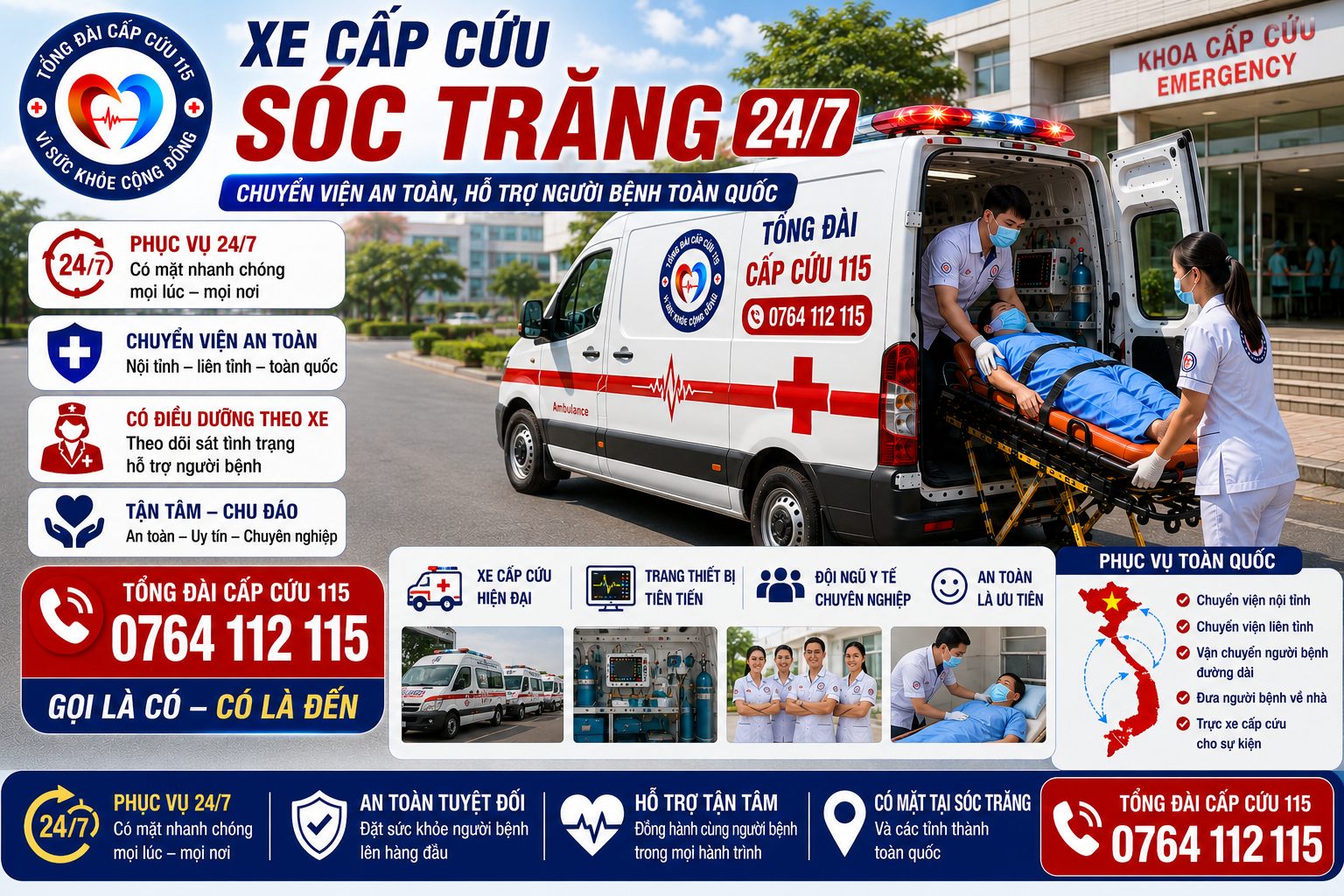 Xe Cấp Cứu Sóc Trăng 24/7 | Chuyển Viện Nhanh Chóng, An Toàn Toàn Quốc