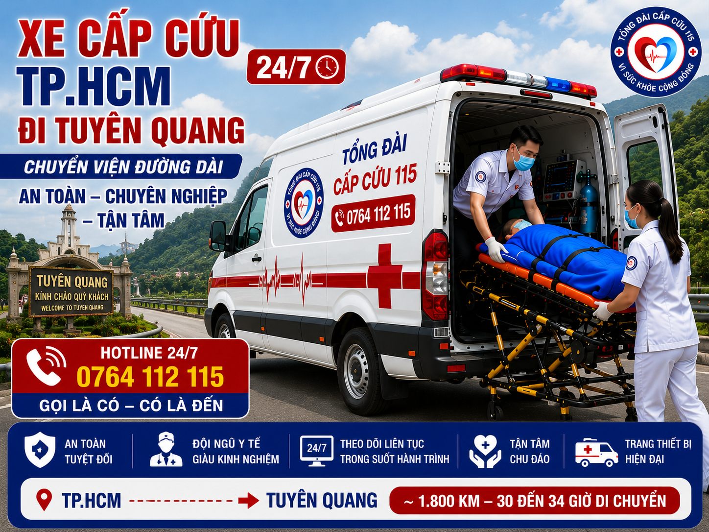 Xe Cấp Cứu TP.HCM Đi Tuyên Quang 24/7 | Chuyển Viện Đường Dài An Toàn