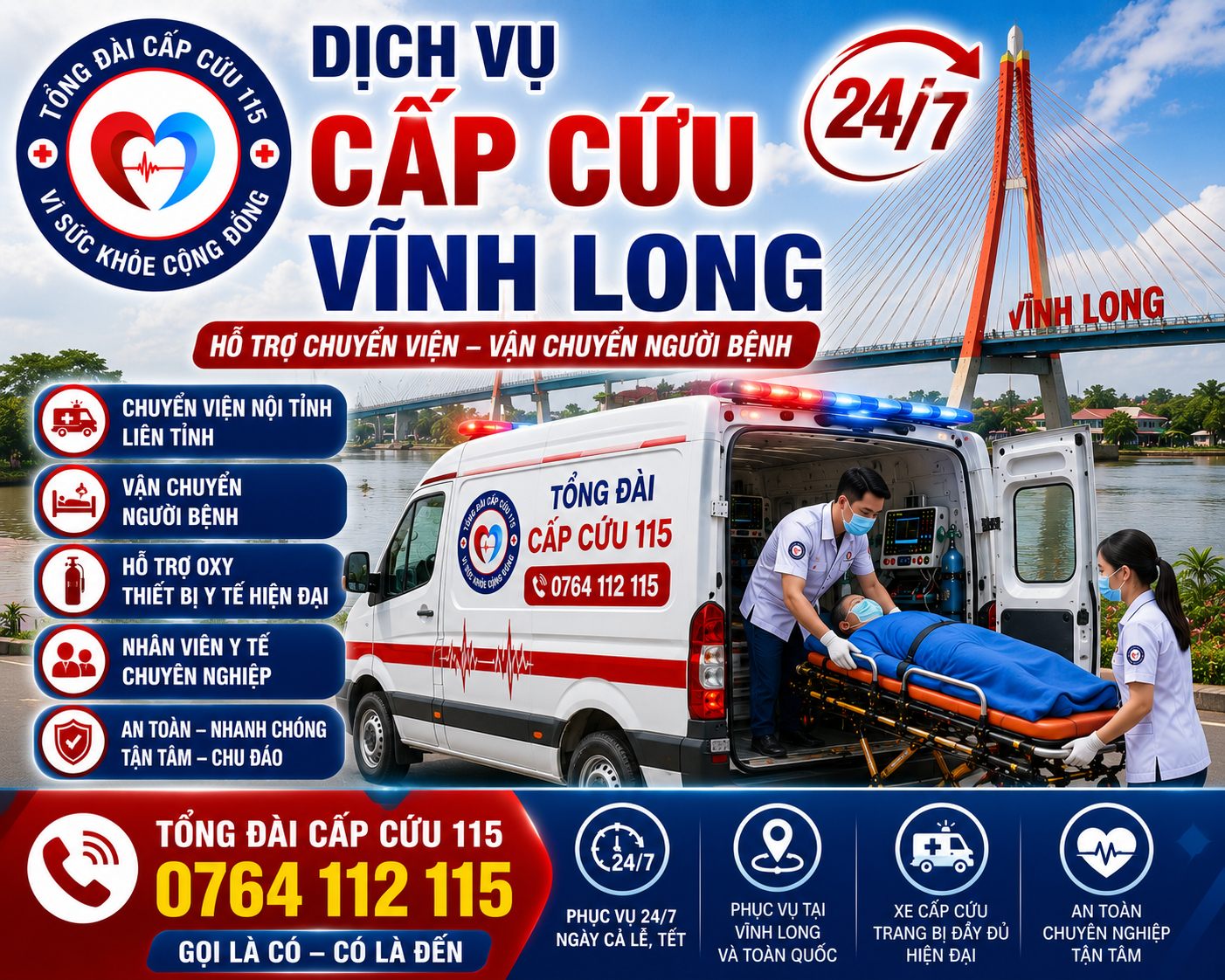 Dịch Vụ Cấp Cứu Vĩnh Long 24/7 – Xe Cứu Thương Chuyển Viện
