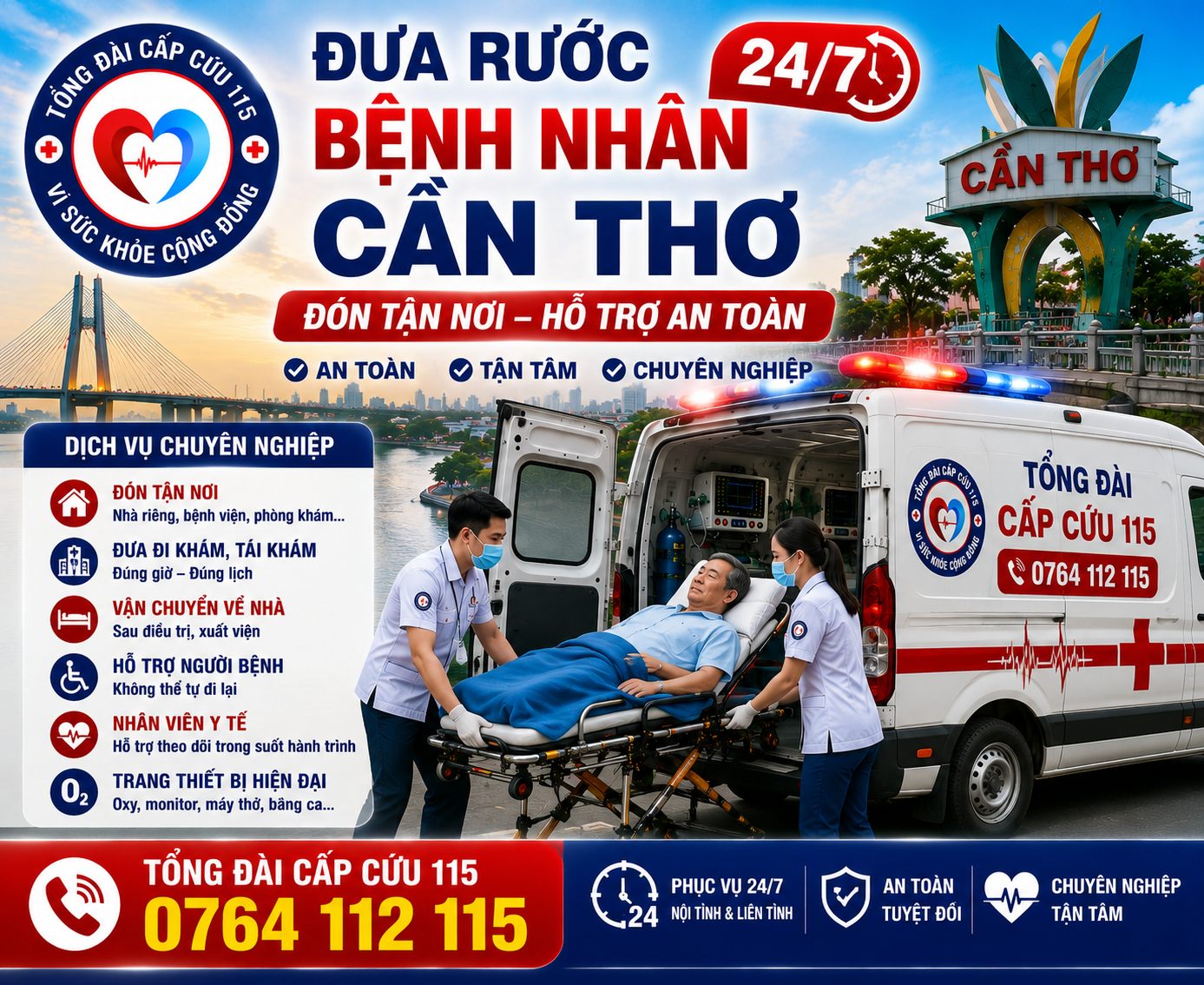 Đưa Rước Bệnh Nhân Cần Thơ 24/7 – Đón Tận Nơi, An Toàn