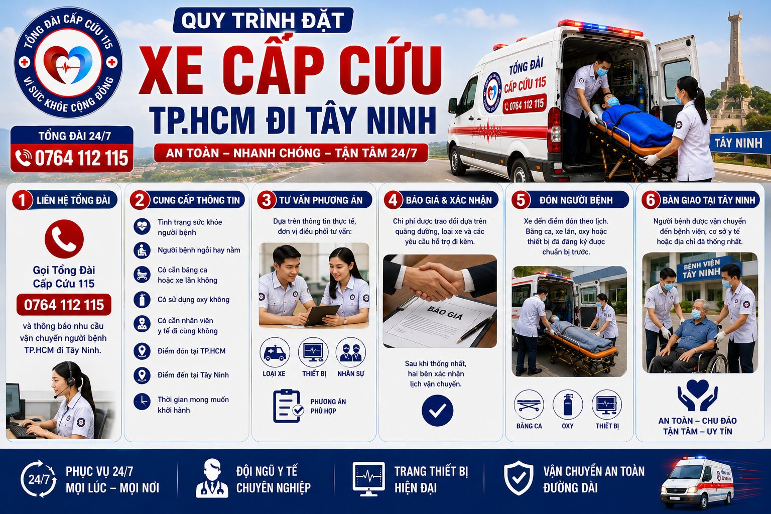 Quy Trình Đặt Xe Cấp Cứu TP.HCM Đi Tây Ninh