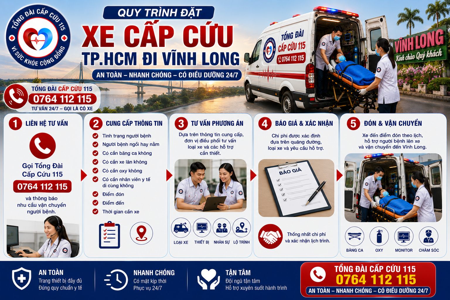 Quy Trình Đặt Xe Cấp Cứu TP.HCM Đi Vĩnh Long
