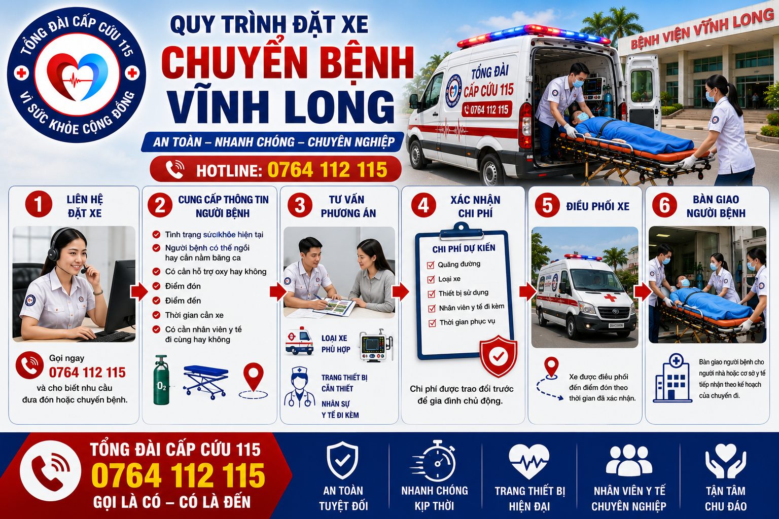 Quy Trình Đặt Xe Chuyển Bệnh Vĩnh Long
