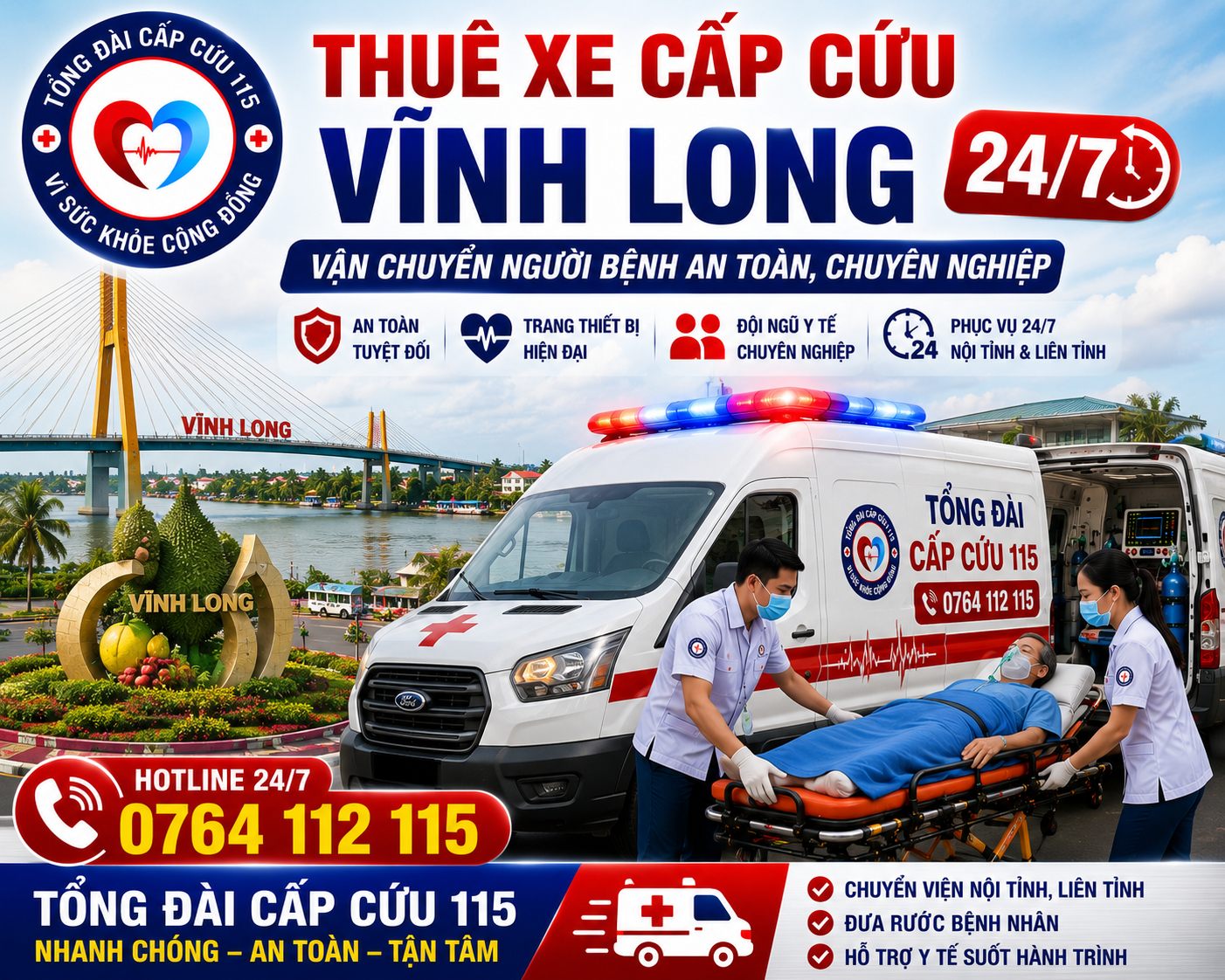 Thuê Xe Cấp Cứu Vĩnh Long 24/7 – Chuyển Viện, Đưa Đón Bệnh Nhân