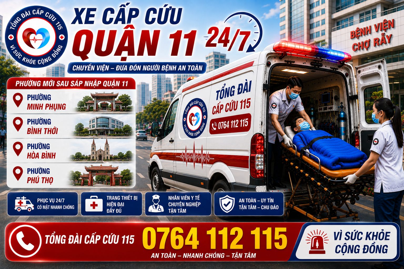 Xe Cấp Cứu Quận 11 24/7 – Chuyển Viện, Đưa Đón Người Bệnh