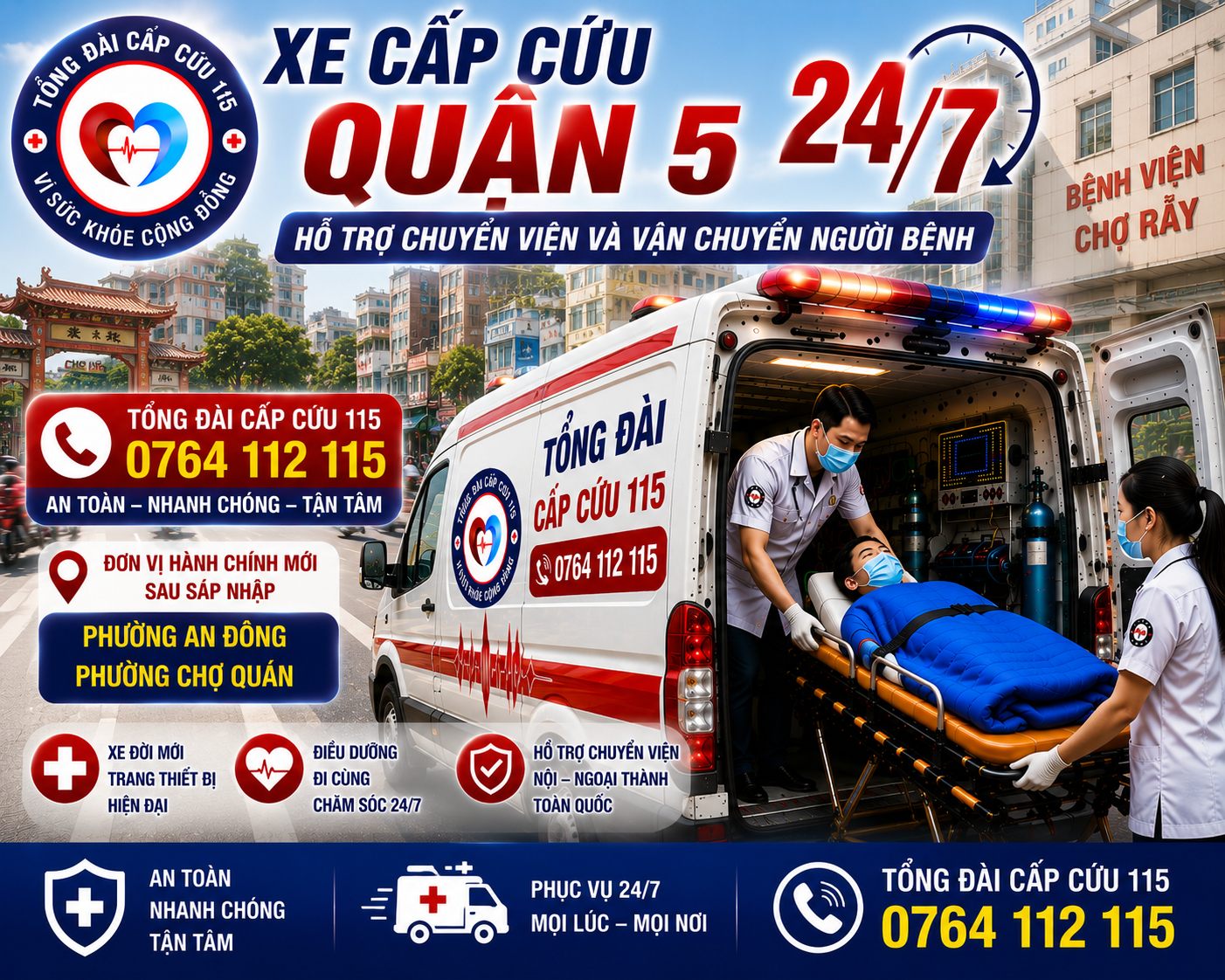 Xe Cấp Cứu Quận 5 24/7 | Chuyển Viện, Đưa Đón Người Bệnh