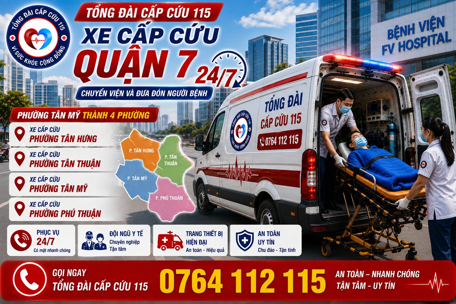 Xe Cấp Cứu Quận 7 24/7 | Chuyển Viện, Đưa Đón Người Bệnh