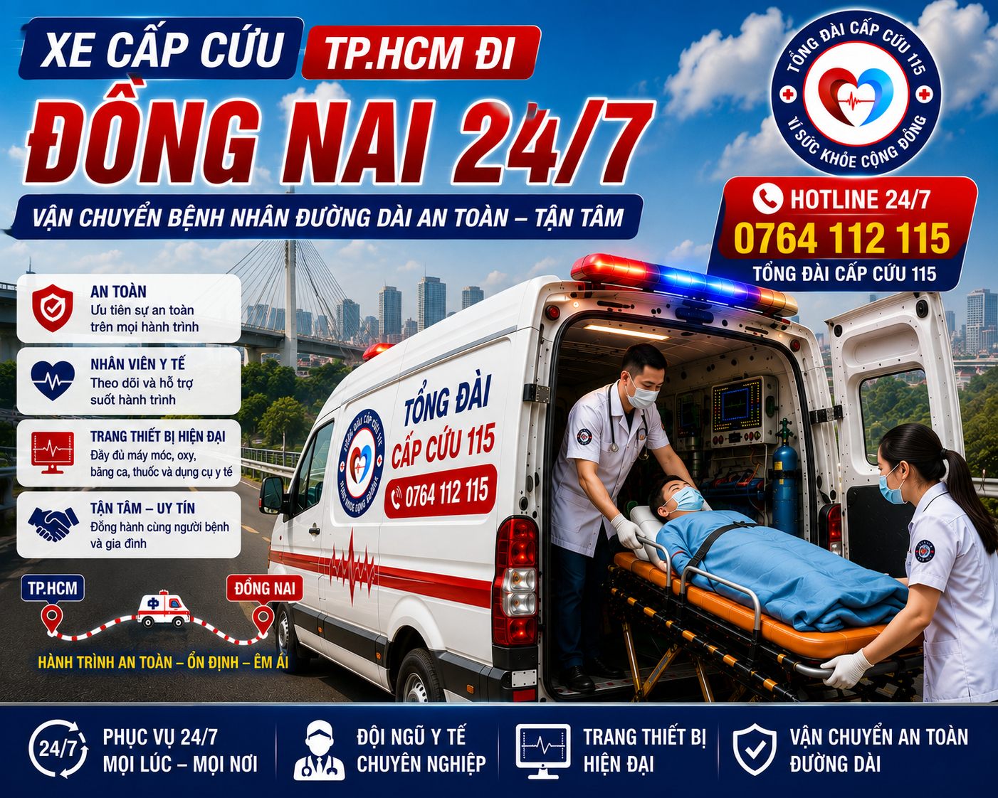 Xe Cấp Cứu TP.HCM Đi Đồng Nai 24/7 | Vận Chuyển Bệnh Nhân