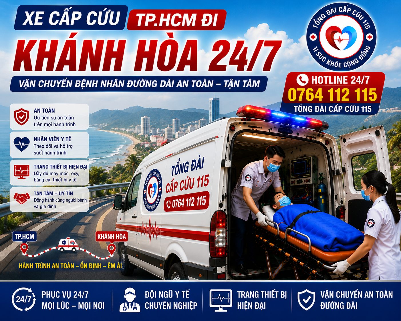 Xe Cấp Cứu TP.HCM Đi Khánh Hòa 24/7 | Vận Chuyển Bệnh Nhân