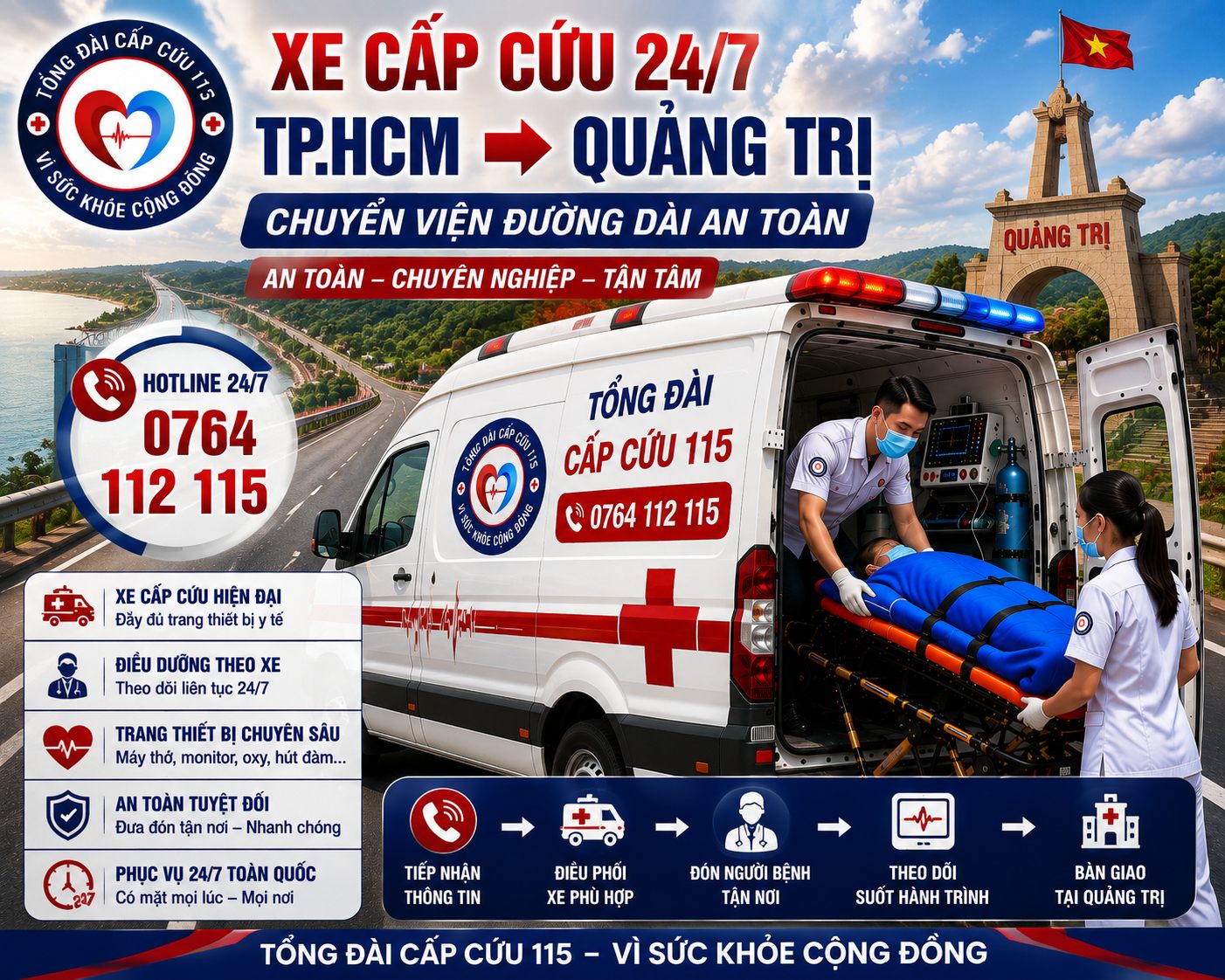 Xe Cấp Cứu TP.HCM Đi Quảng Trị 24/7 | Chuyển Viện Đường Dài An Toàn
