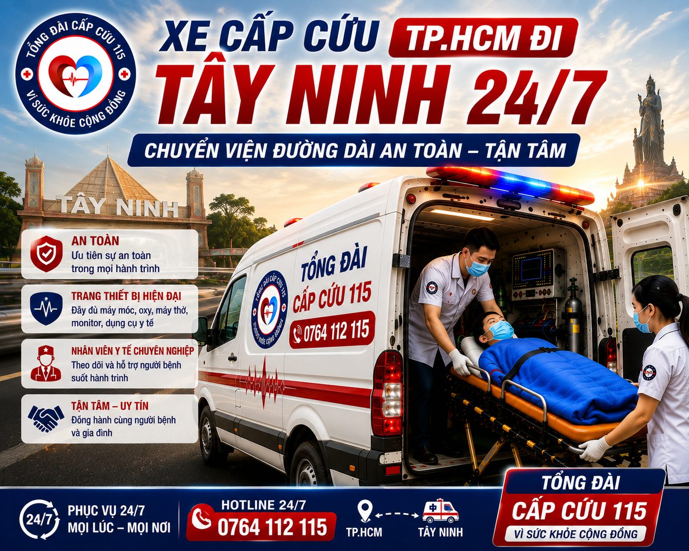 Xe Cấp Cứu TP.HCM Đi Tây Ninh 24/7 – Chuyển Viện An Toàn