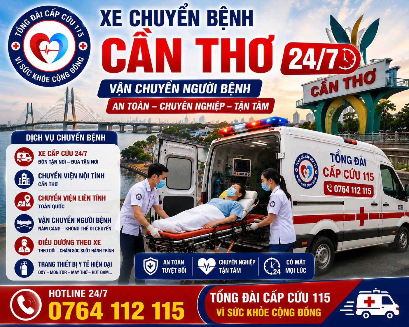 Xe Chuyển Bệnh Cần Thơ 24/7 – Vận Chuyển Người Bệnh An Toàn