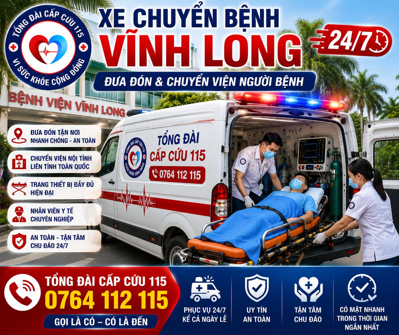 Xe Chuyển Bệnh Vĩnh Long 24/7 – Đưa Đón, Chuyển Viện Người Bệnh