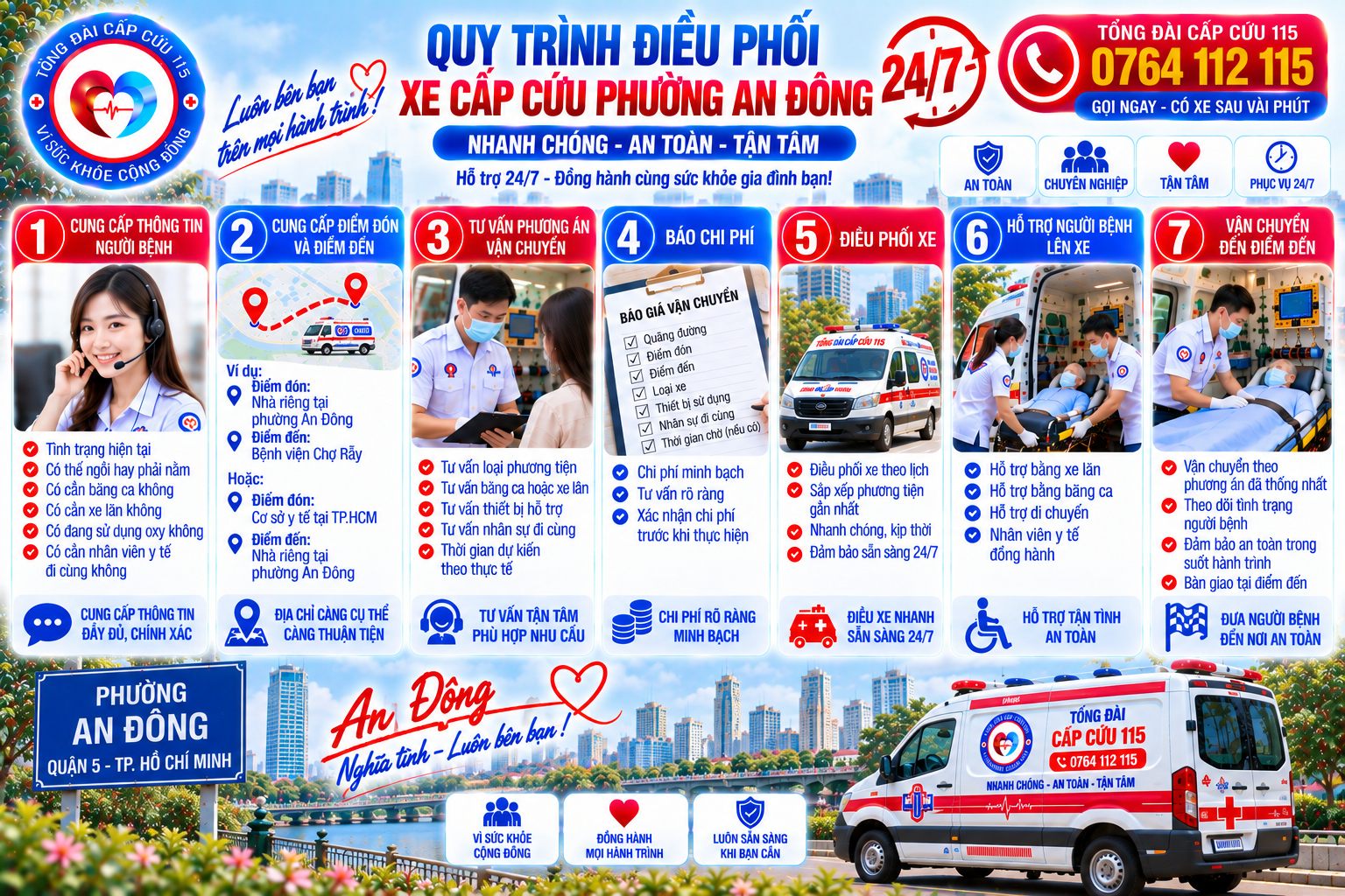 Quy Trình Điều Phối Xe Cấp Cứu Phường An Đông