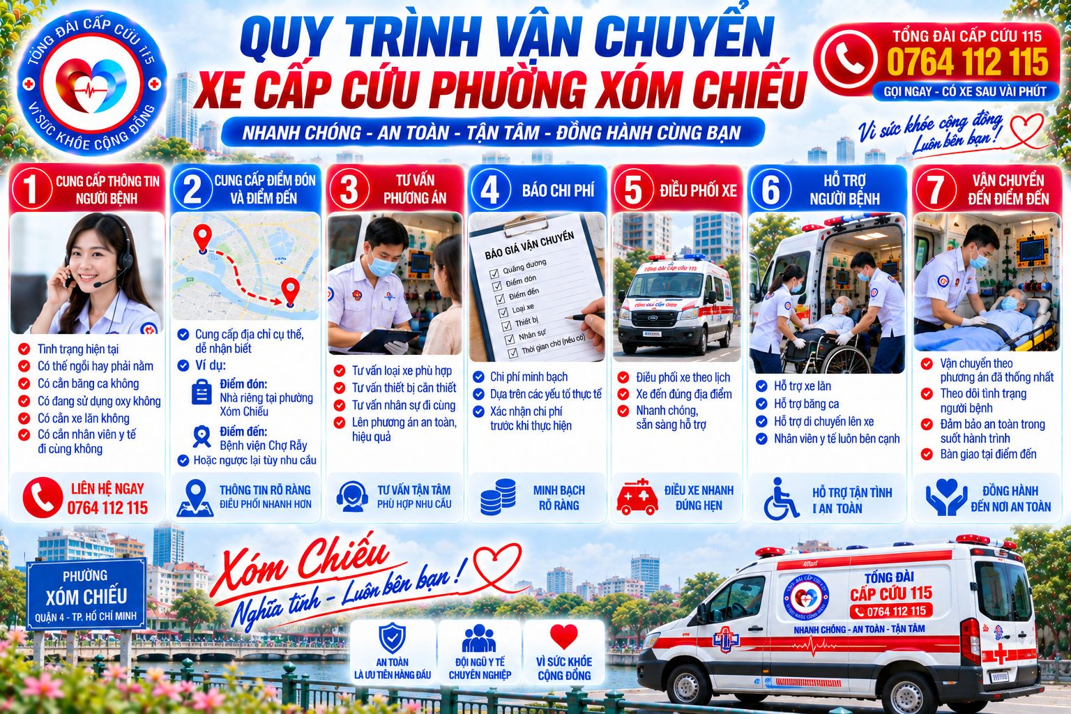 Quy Trình Điều Phối Xe Cấp Cứu Phường Xóm Chiếu