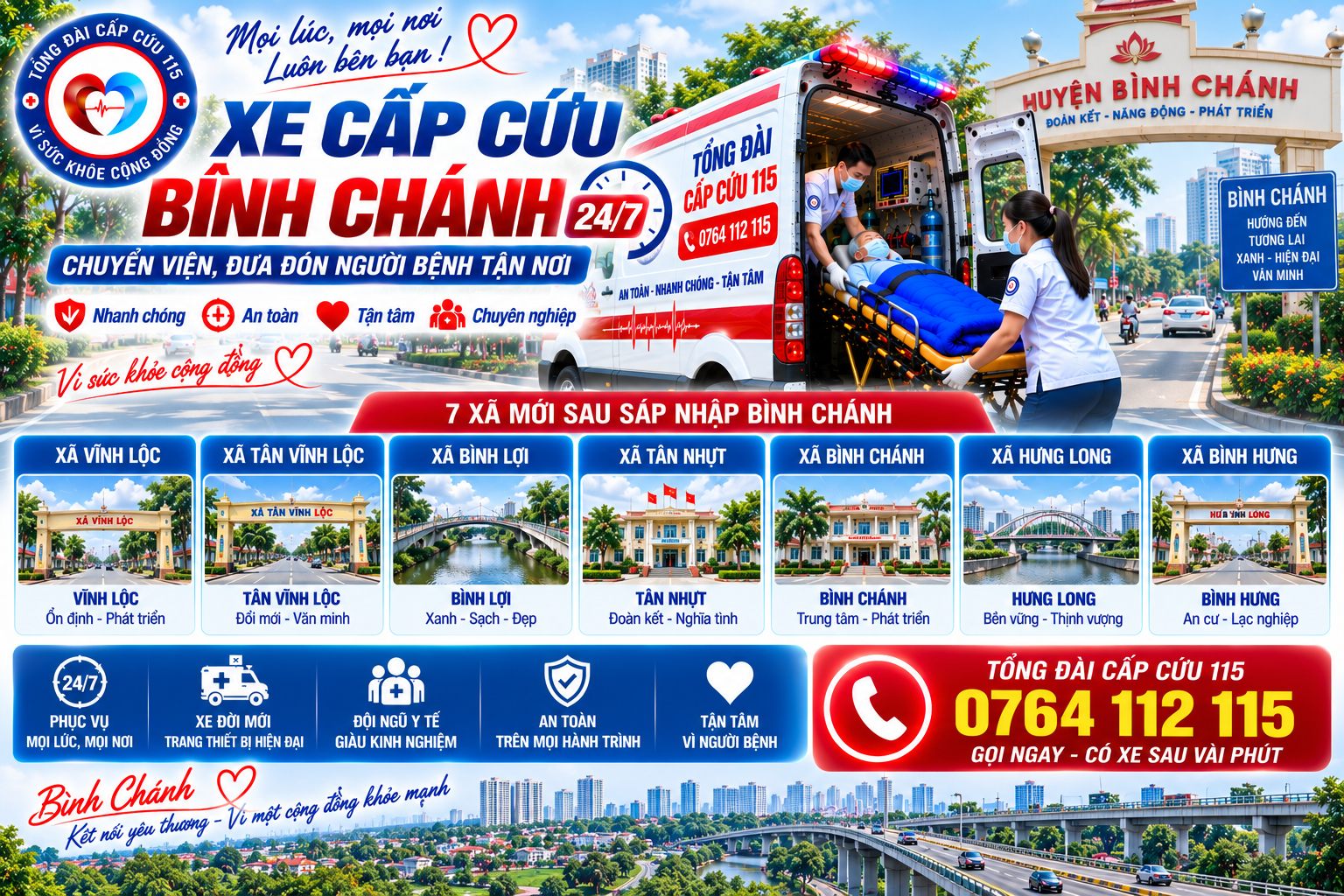 Xe Cấp Cứu Bình Chánh 24/7 – Chuyển Viện, Đưa Đón Người Bệnh