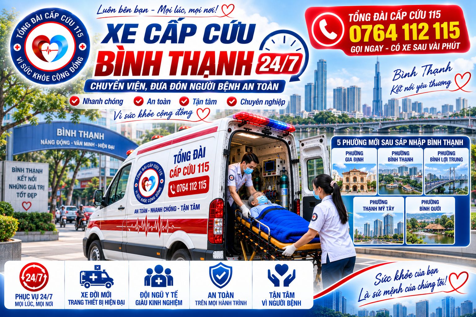 Xe Cấp Cứu Bình Thạnh 24/7 – Chuyển Viện, Xe Cứu Thương Tận Nơi