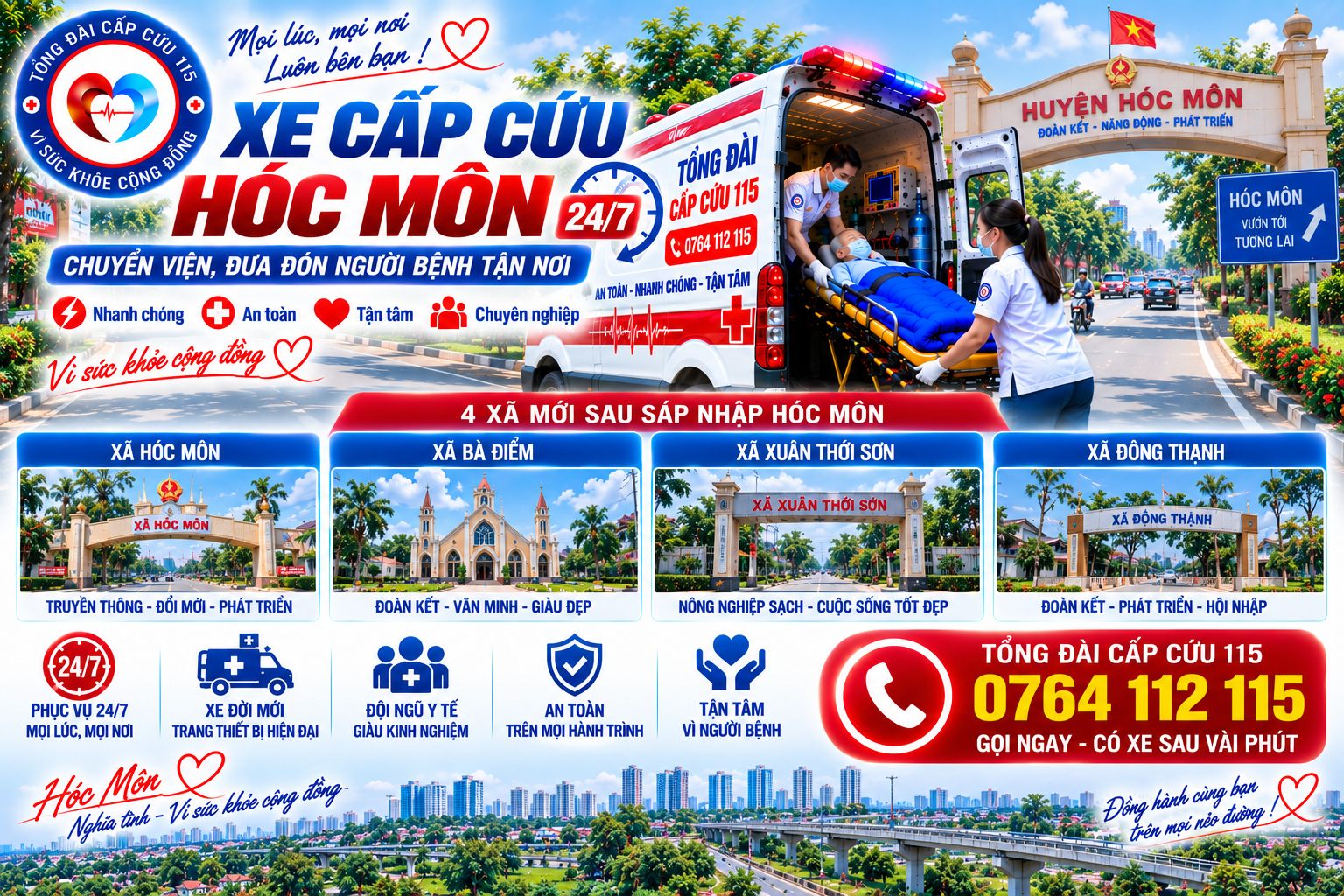 Xe Cấp Cứu Hóc Môn 24/7 – Chuyển Viện, Đưa Đón Người Bệnh